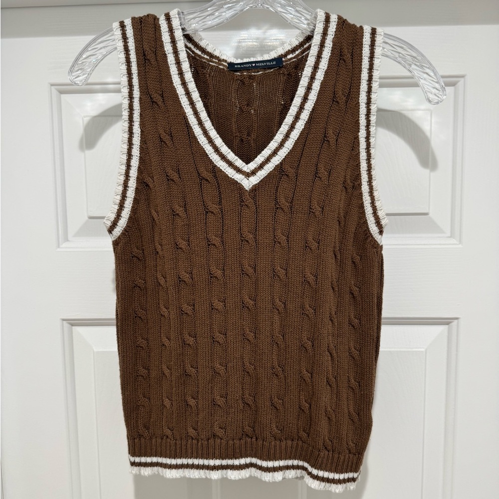 Brandy Melville Brown Cable Knit Sweater Vest
